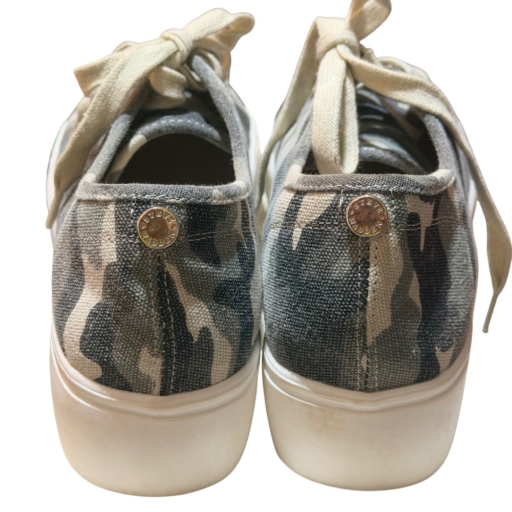 Steve Madden Elore Platform Sneaker Womens 8 Camo Canvas Flatform Low Top Y2K - Picture 4 of 8